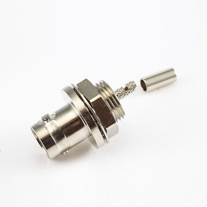 BNC壓接用于RG174/RG316后鎖穿墻母頭直式連接器 BNC壓接用于RG174/RG316后鎖穿墻母頭直式連接器
