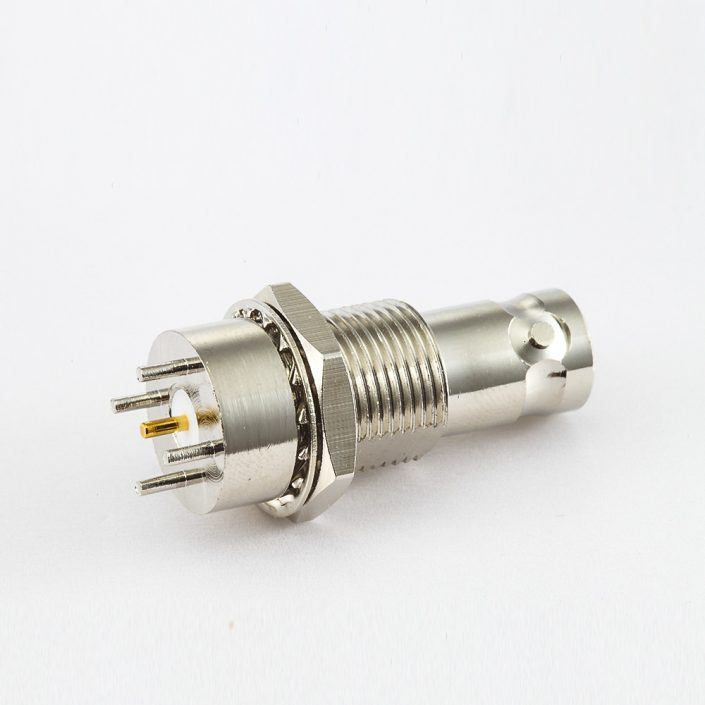 50ΩBNC連接器用于PCB母頭直式前鎖穿墻插孔 50ΩBNC連接器用于PCB母頭直式前鎖穿墻插孔
