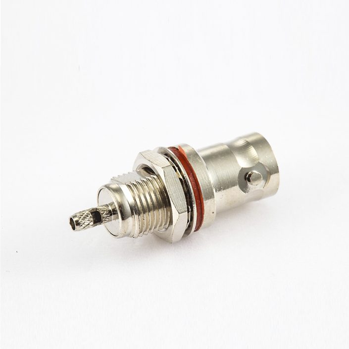 RG178用螺母的防水接線BNC連接器母頭180度后鎖穿墻開天窗式壓接 RG178用螺母的防水接線BNC連接器母頭180度后鎖穿墻開天窗式壓接