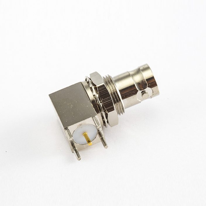 BNC連接器焊接類型50Ω母頭彎式面板安裝前鎖穿墻PCB插孔 BNC連接器焊接類型50Ω母頭彎式面板安裝前鎖穿墻PCB插孔